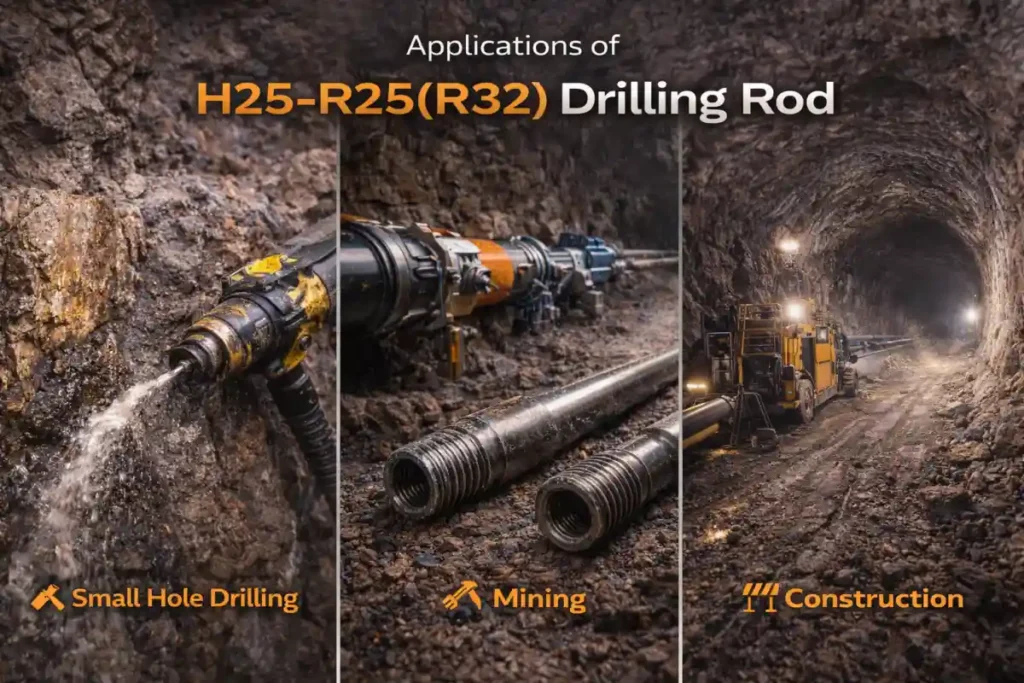 Applicantions of H25-R25(R32) drilling rod