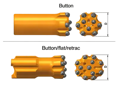 Broca de botón roscada T35