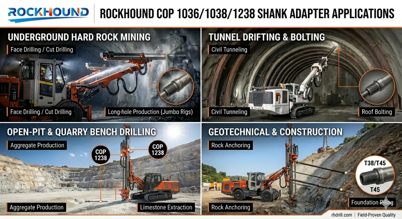 Applications of Cop 1036 1038 1238 Shank Adapters